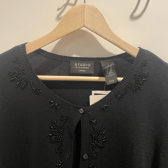 Liz Claiborne Black Beaded Cardigan - Picture 3 of 9